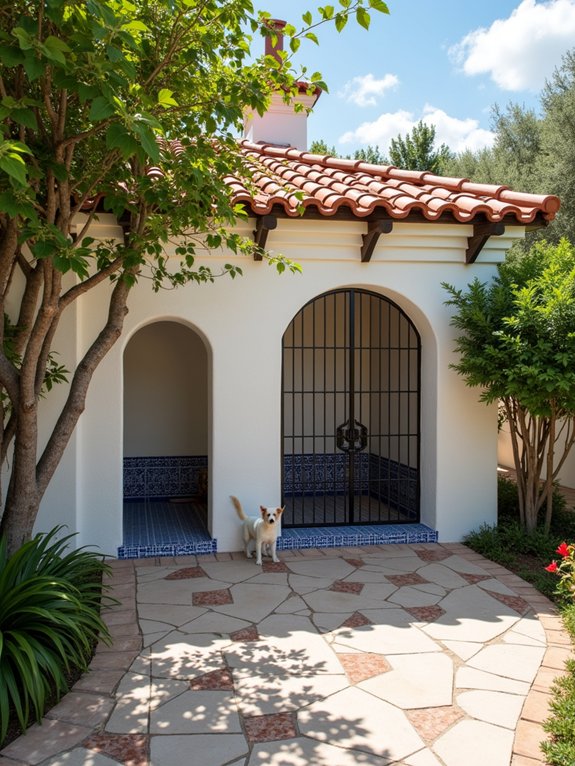 mediterranean inspired outdoor kennel