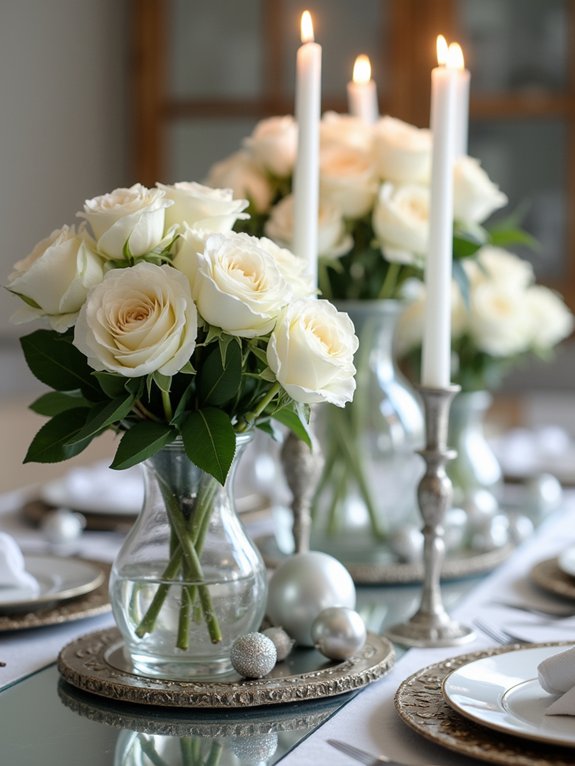 mercury glass rose centerpiece