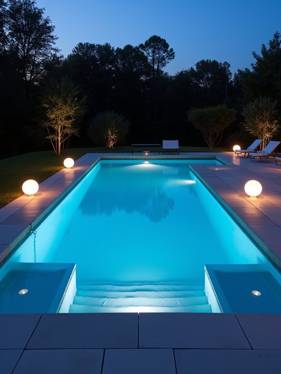 mesmerizing nighttime pool lighting