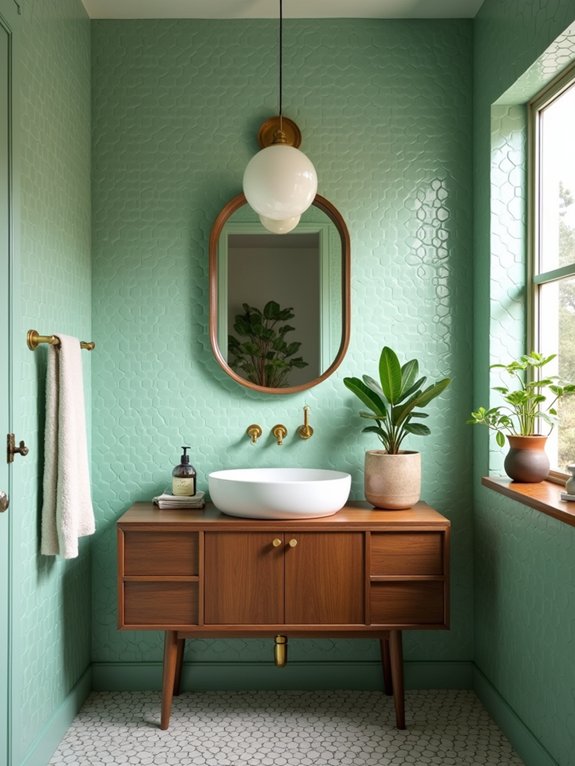 mid century modern green tiles