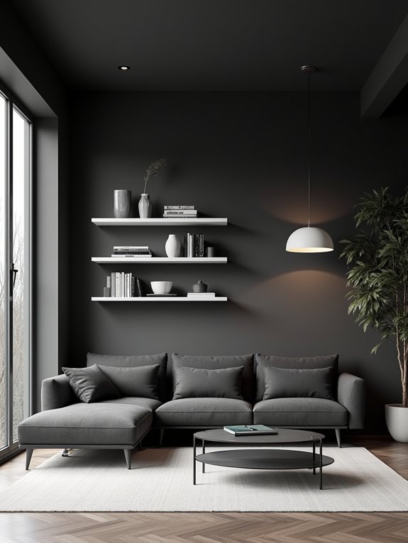 minimalist black living room