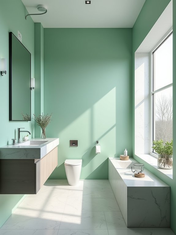 mint green gray bathroom design