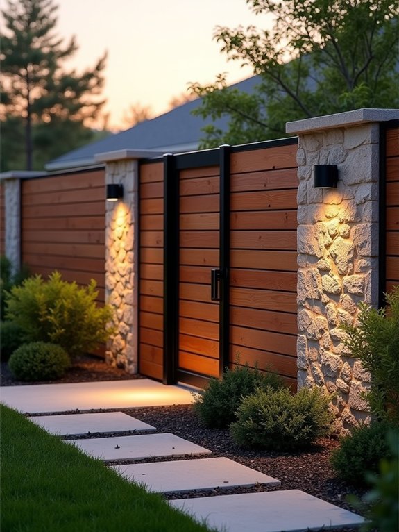 mixed material garden fences