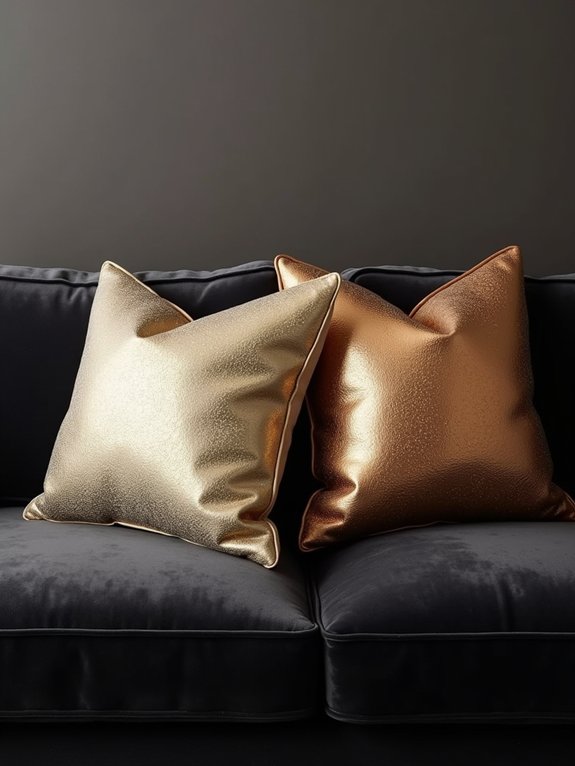 mixed metallic throw pillows