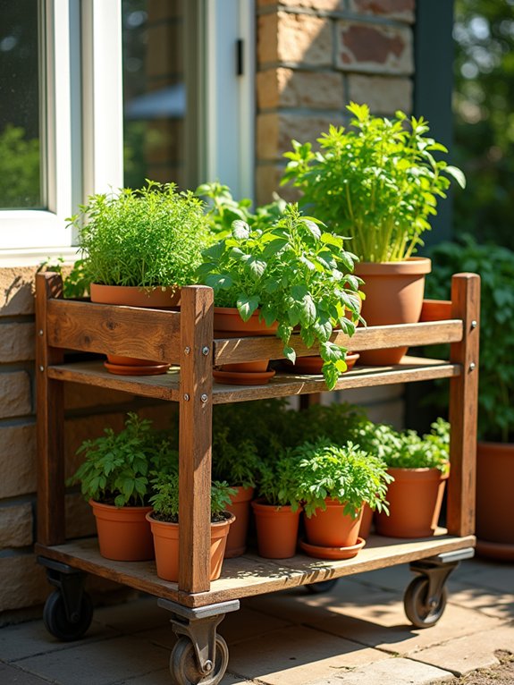 mobile herb garden cart