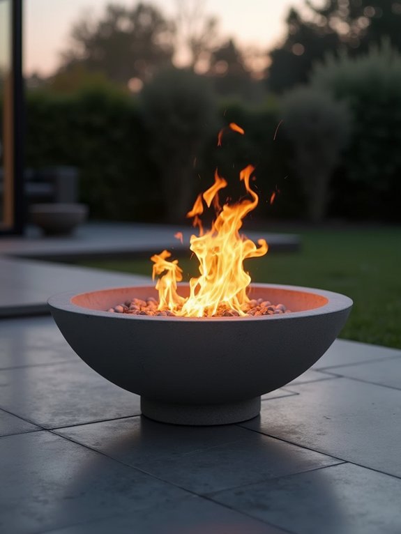 modern concrete fire centerpiece