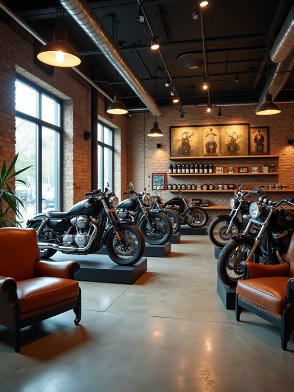 motorcycle display lounge transformation