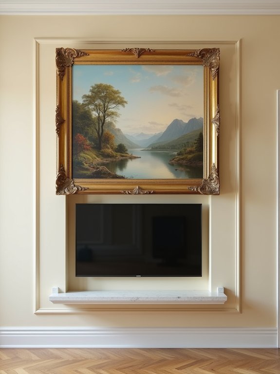 motorized artwork conceals tv