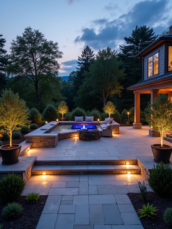 multi level outdoor stone design