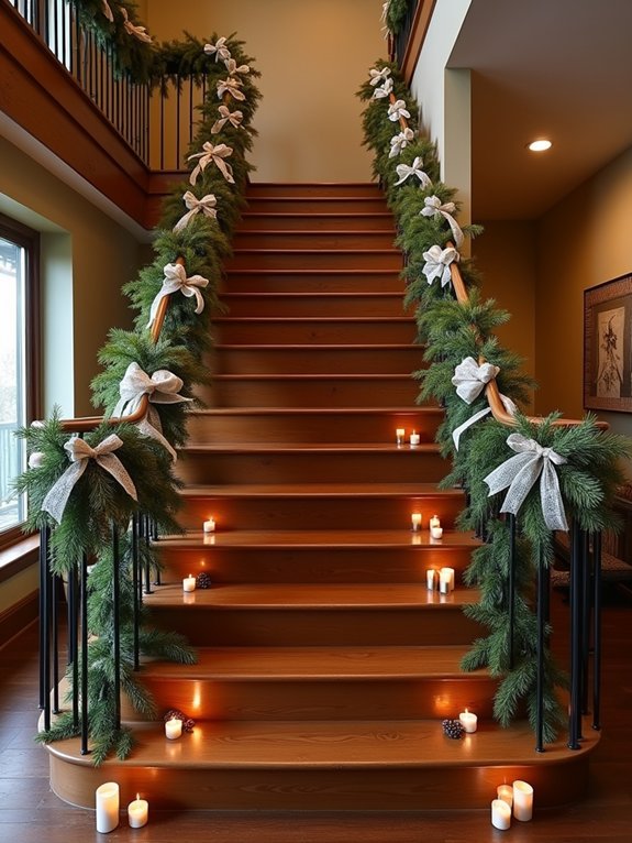 natural festive staircase decor