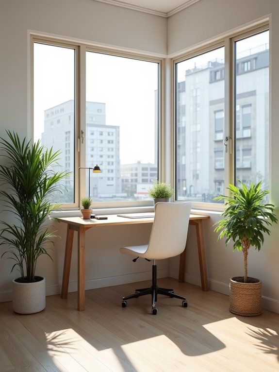 natural sunlight desk setup