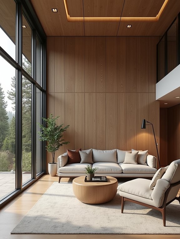 natural wood accent walls