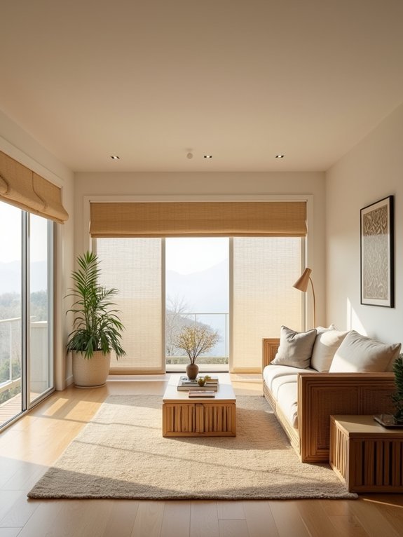 natural wood and textiles