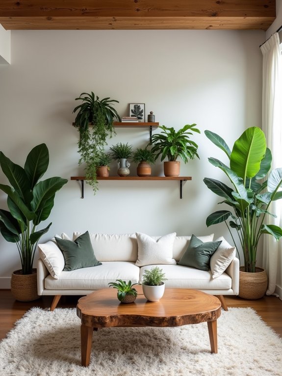 natural wood plant decor