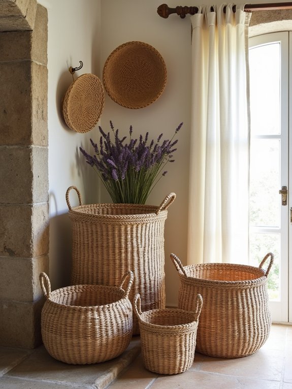 natural woven basket decor