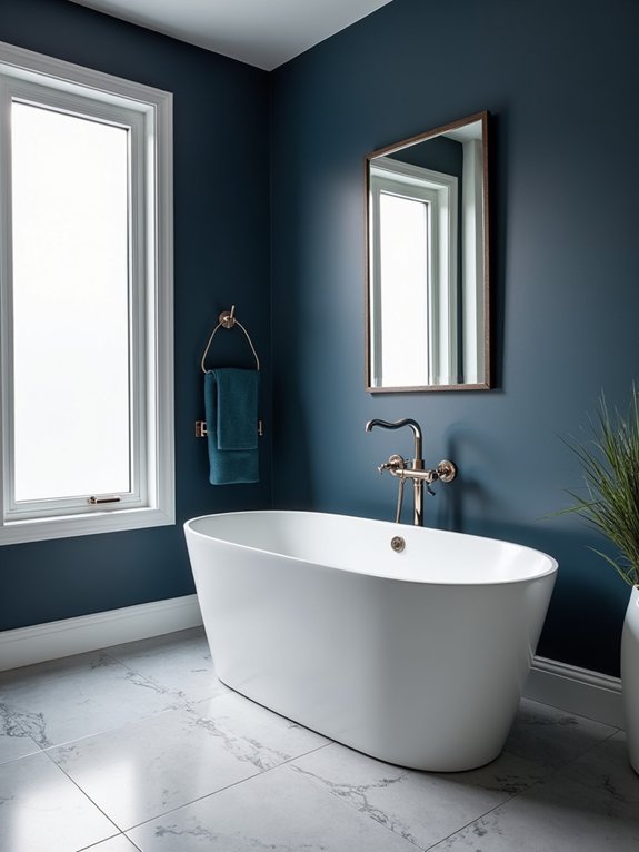 navy blue bathroom elegance