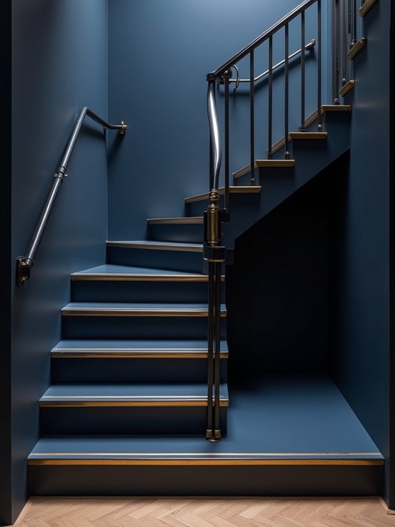 navy blue steps gold accents
