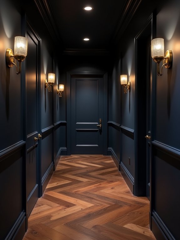 navy walls with brass accents