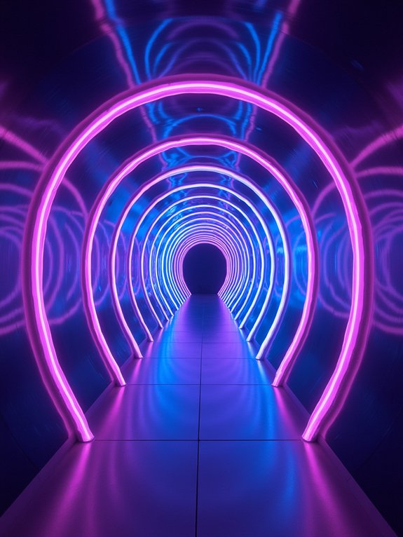 neon light tunnel installation