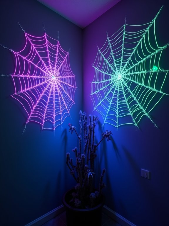 neon spider web decorations