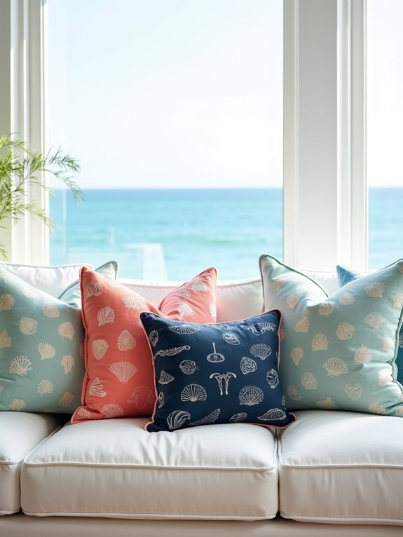 ocean themed pillow arrangements