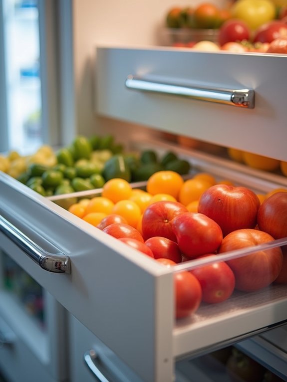 organized fridge drawer efficiency