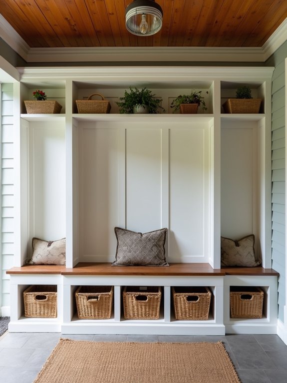 organized porch with storage