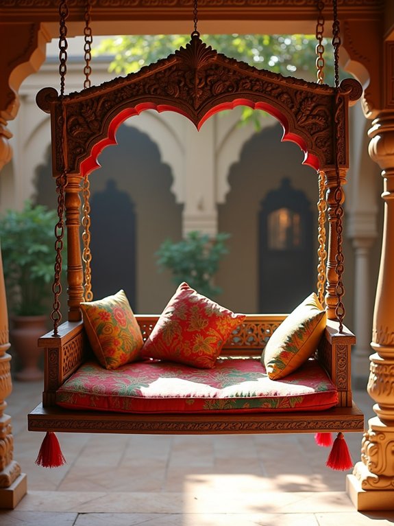 ornate antique wooden swing