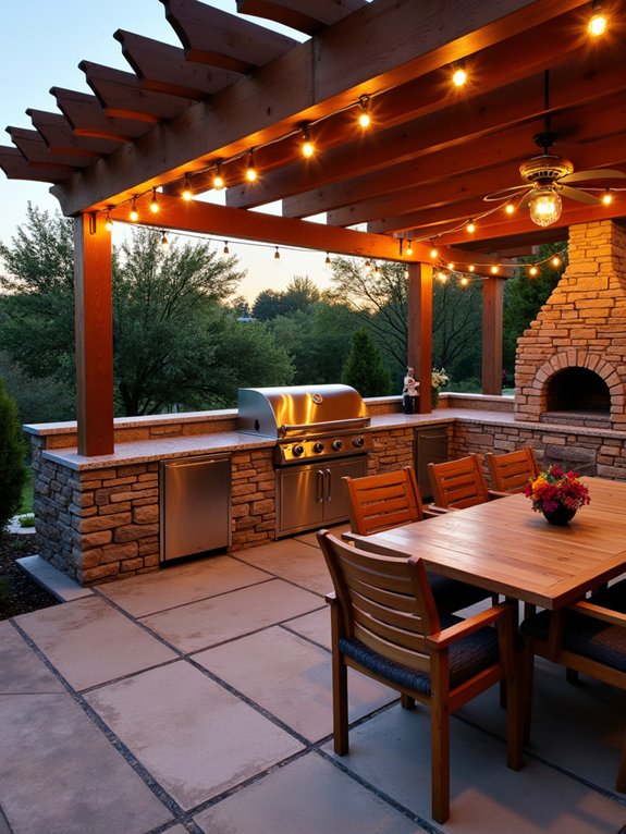outdoor kitchen dining space