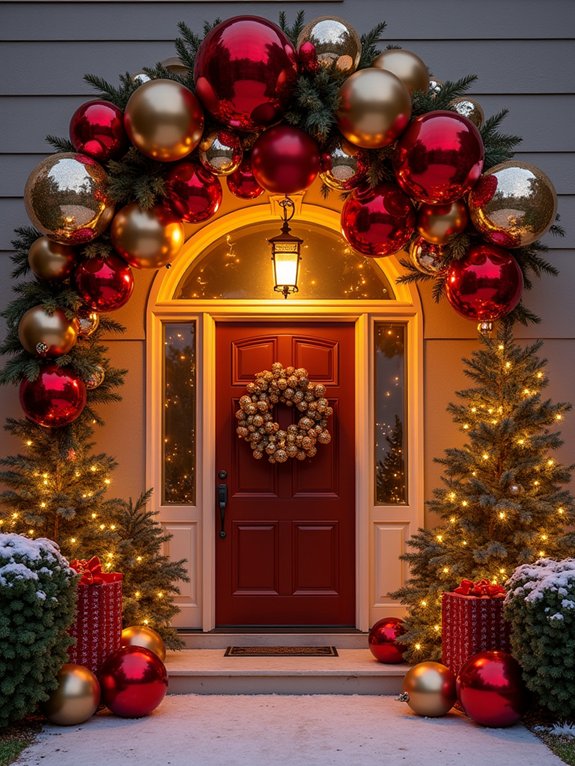 oversized festive ornament display