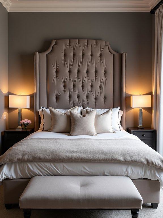 oversized headboard enhances elegance
