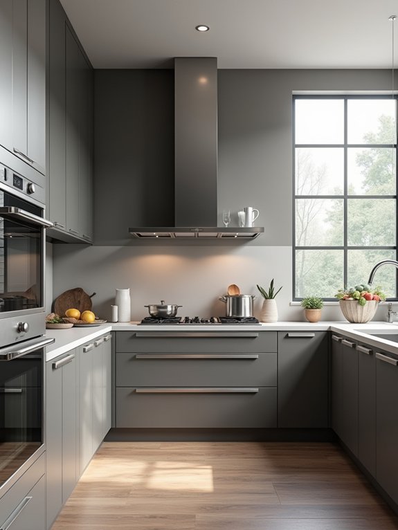 pewter cabinets exude sophistication