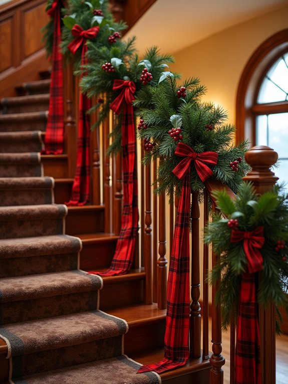 plaid ribbon with holly