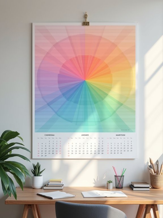 rainbow ombr calendar creation