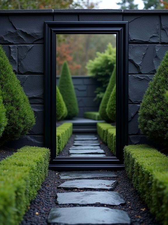 reflective black garden elements
