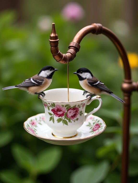 repurposed china platter bird feeders