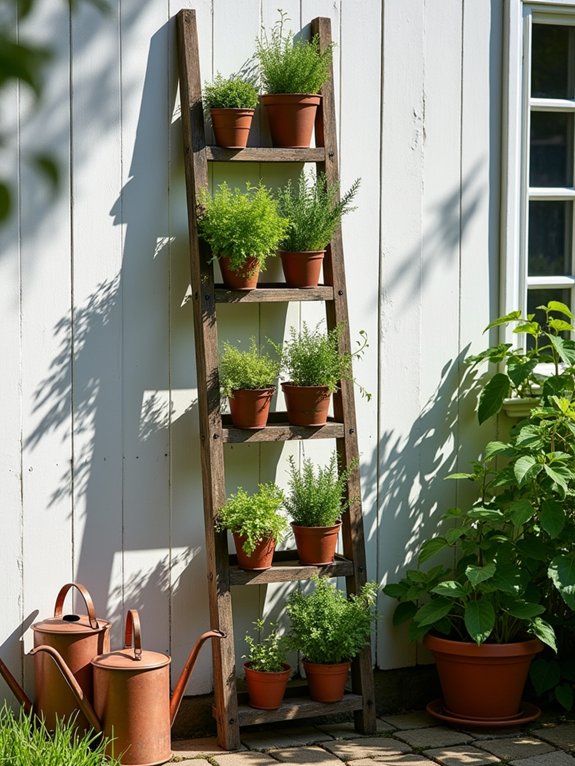 repurposed ladder herb garden