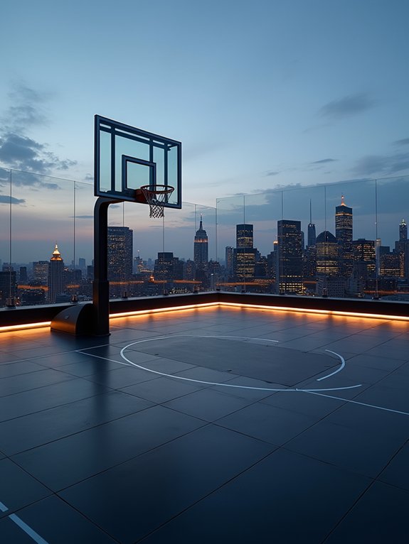 rooftop basketball court setup
