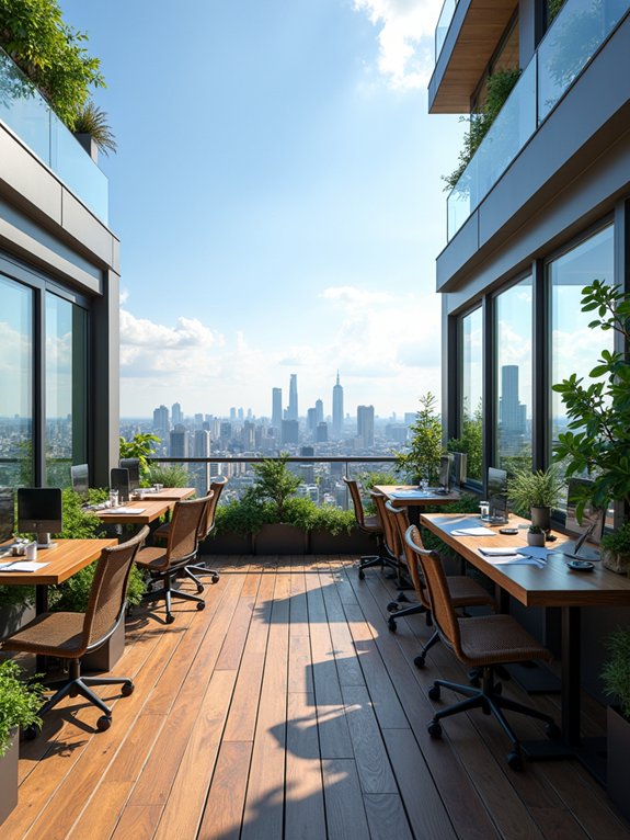 rooftop workspace with views