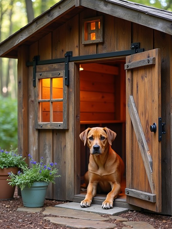 rustic barn style dog kennel