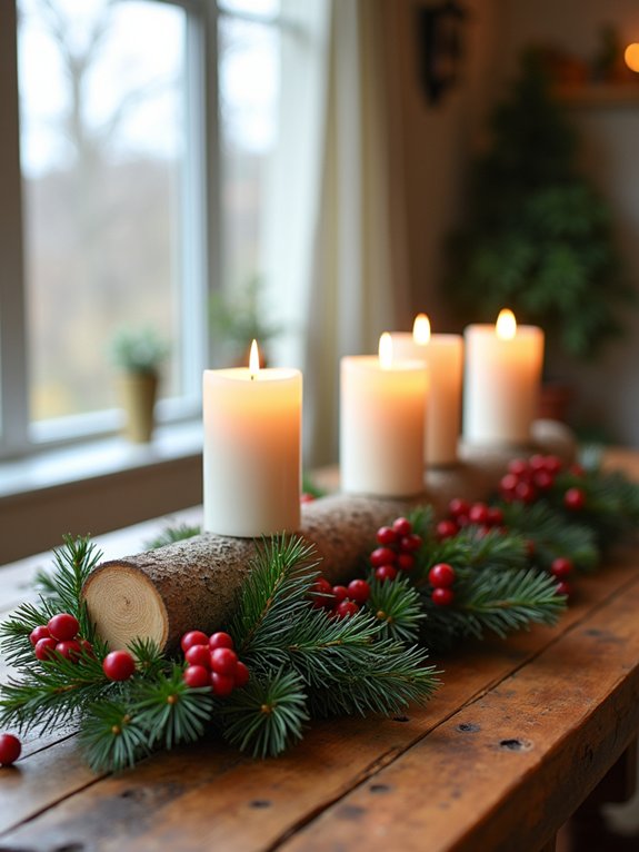 rustic birch log centerpiece