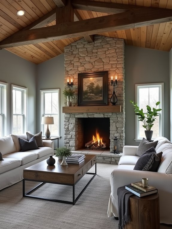 rustic cozy gray living room