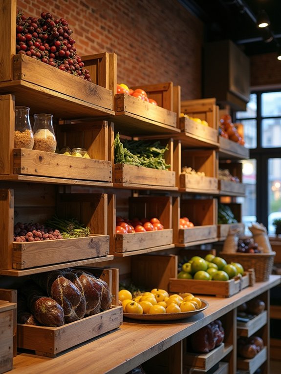 rustic crate wall displays