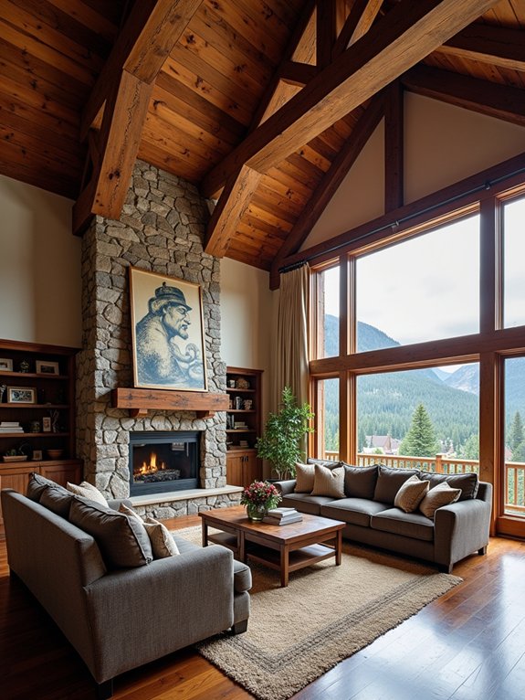 rustic exposed wooden beams