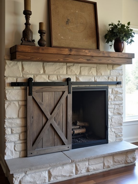 rustic fireplace screen panels
