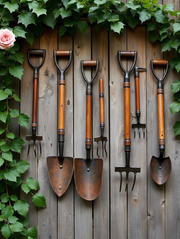 rustic garden tool display
