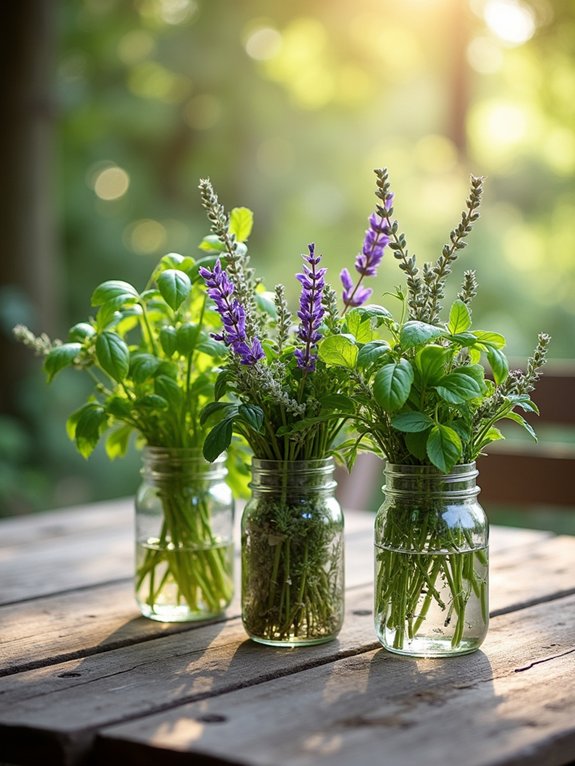 rustic herb jar centerpieces