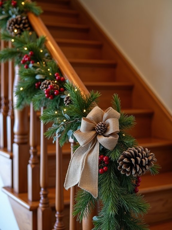 rustic holiday staircase decor