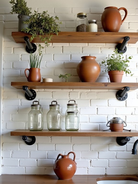 rustic industrial open shelving