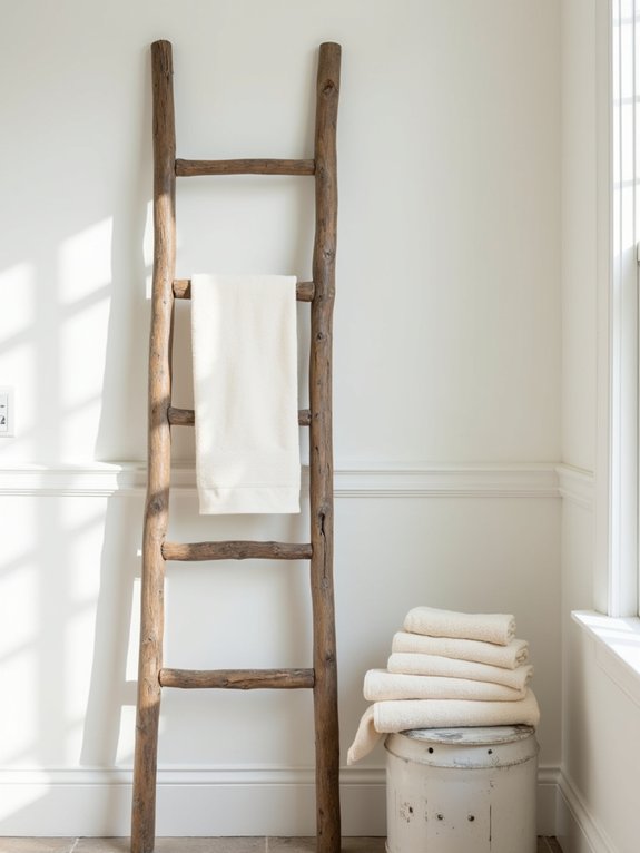 rustic ladder bathroom storage